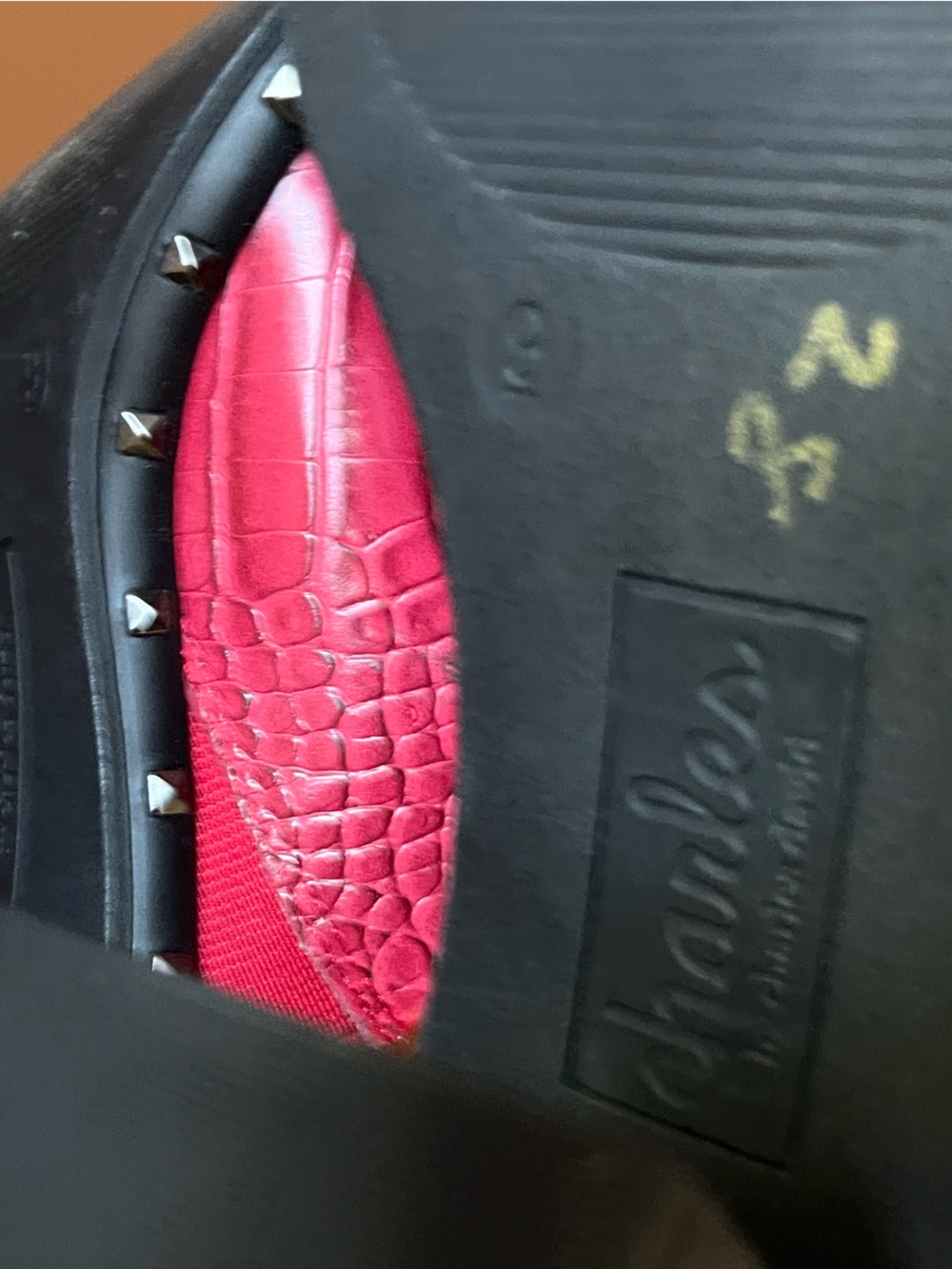 Charles by Charles David Shoes Mules Red Textured Croc Platform Studded size 9 - Picture 10 of 12
